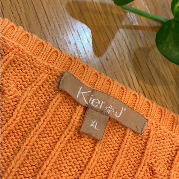 KIER + J Orange 🍊 V-Neck Knit Sweater Size XL 14 - Picture 4 of 7